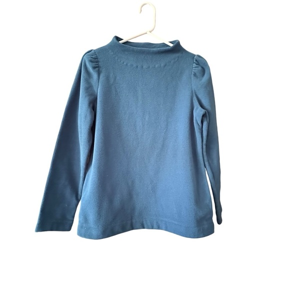 Talbots Teal Blue Puff Sleeve Fleece Sweatshirt Size S Medium Mock Neck - Picture 3 of 11